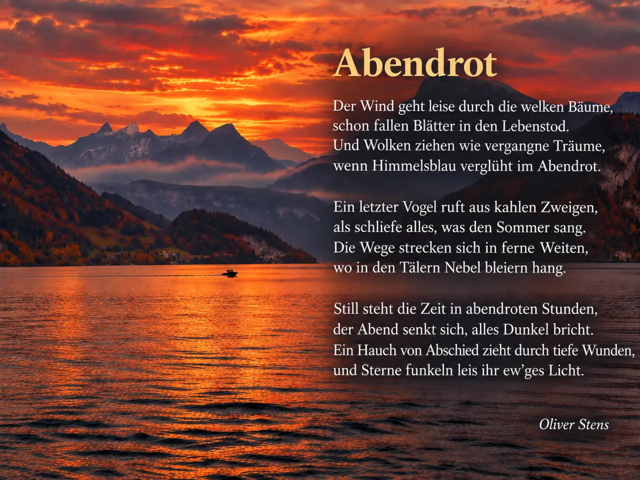 Gedicht Abendrot (Foto: Oliver Stens) Gedicht Abendrot (Foto: Oliver Stens)