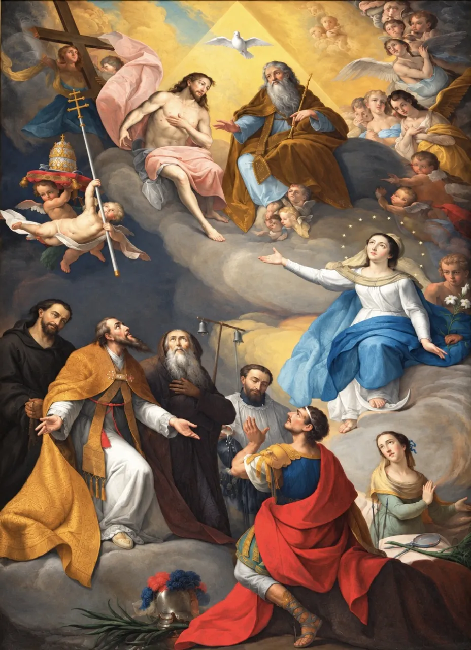 Aufnahme des Hl. Marzellus in den Himmel (Foto: Oliver Stens) Aufnahme des Hl. Marzellus in den Himmel: Altarbild der Pfarrkirche St. Marzellus, Gersau (Foto: Oliver Stens)